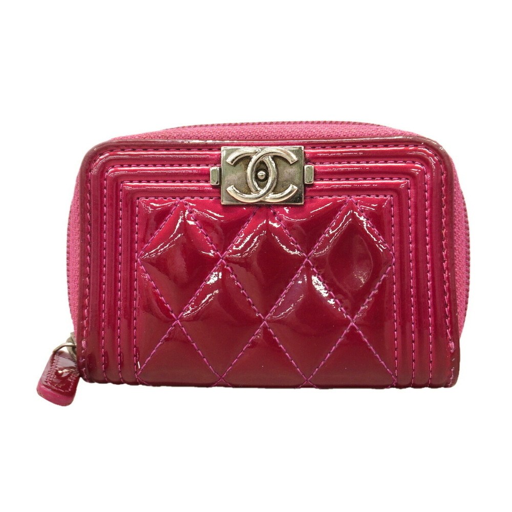 Chanel Boy Wallet/Coin Case, Patent Leather, Pink, Women's